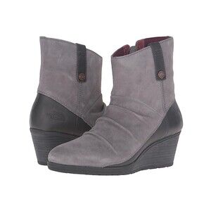 The North Face Bridgeton Wedge Bootie Gray Leather-Suede Waterproof Size 10.5